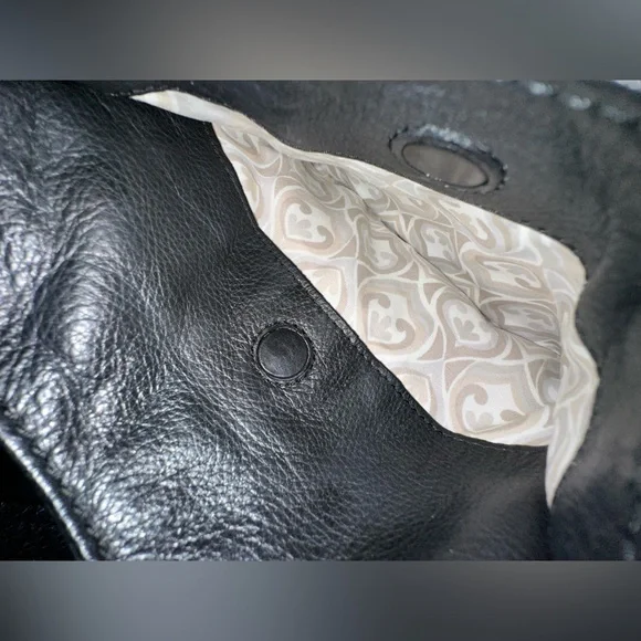 Brighton Black Pebbled Leather and Brown Croc-Embossed Hobo Shoulder Bag - Picture 6 of 16